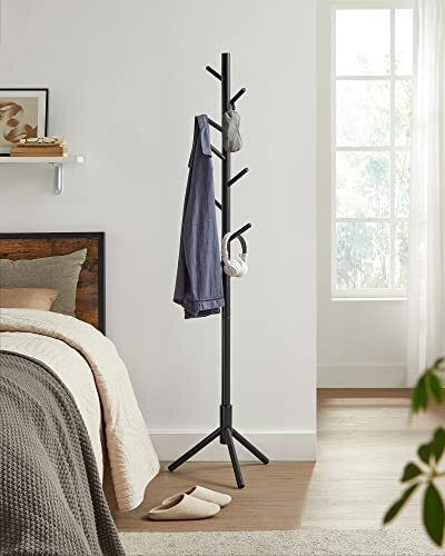 Songmics Cuiere de podea Lemn Negru 47x47x175cm