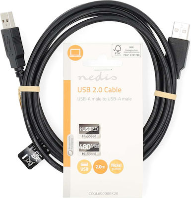 Nedis 2m USB 2.0 Cable A-Male (CCGL60000BK20)