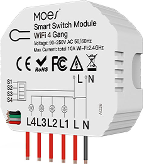 Smart Smart Schalter 4 Kanäle Wi-Fi 10A