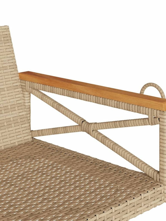 Rattan Swing Beige with 110kg Maximum Weight Capacity L109xW62xH40cm