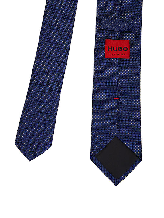 Hugo Men's Tie Silk Printed in Navy Blue Color