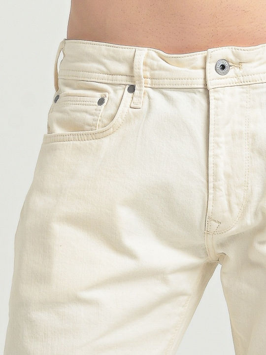 Stanley Men's Jeans Pants Elastic with Slim Tapered Fit Cream