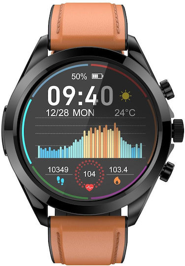 ET440 Smartwatch με Παλμογράφο (Καφέ)