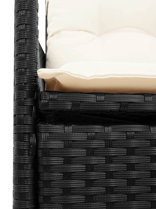 Πολυθρόνα Εξωτερικού Χώρου Rattan Μαύρες με Μαξιλάρι 2τμχ 49x50.5x92εκ.