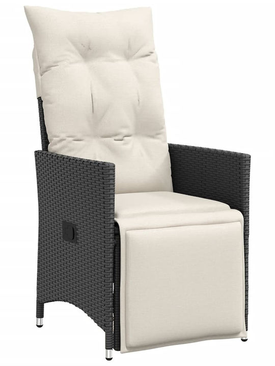 Outdoor Armchair Rattan Black with Cushion 2pcs 49x50.5x92cm