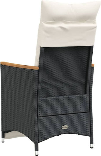 Fotoliu de exterior Rattan Black cu pernă 2buc 49x50.5x85cm