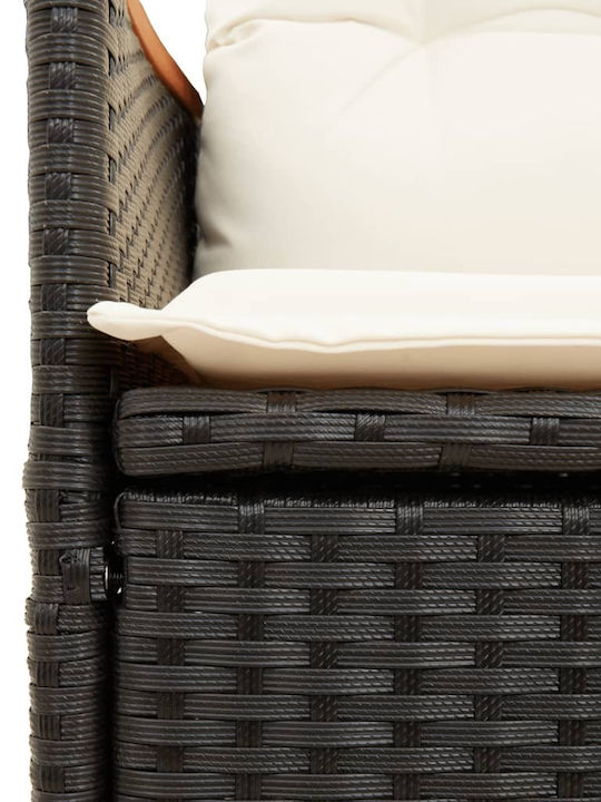 Outdoor Armchair Rattan Black with Cushion 2pcs 49x50.5x92cm