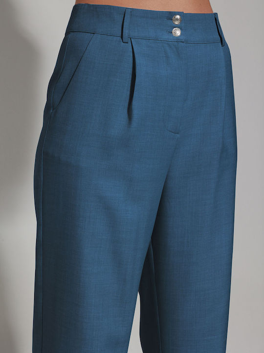 Women's Fabric Trousers Straight Line Blue