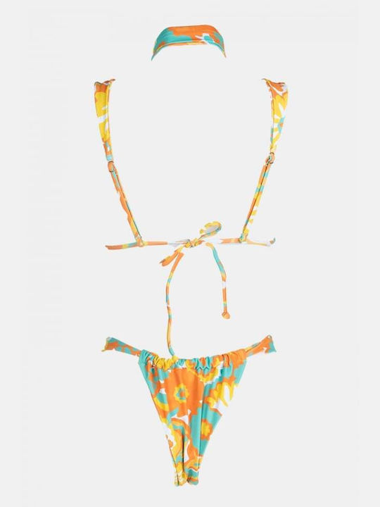 Set Bikini Set De Bikini Triunghi Floral Galben