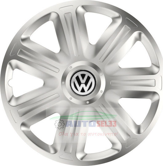 Versaco Set Capace De Roți Auto Compatibile VW 4 Bucăți 15 Argintii/Argintii