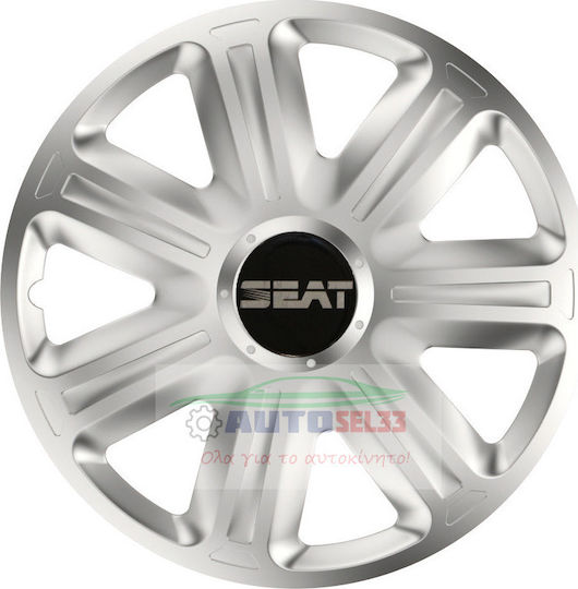 Versaco Auto Radkappen Set Comfort mit Marke Sitz 4Stück 15" Silber/Silber