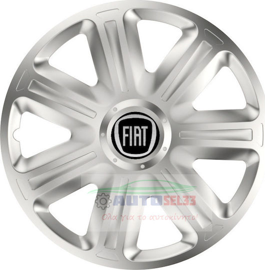 Versaco Car Hubcap Set with Fiat Emblem 15" 4pcs Silver