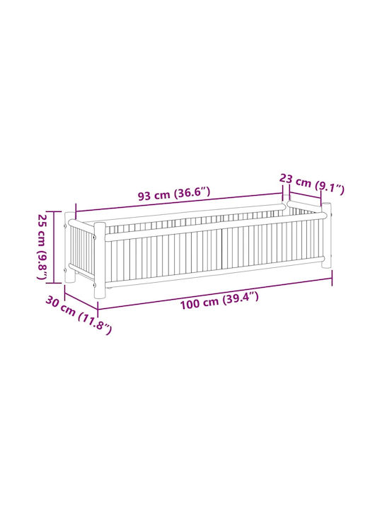 vidaXL Planter Box Bambus Maro 100x30x25cm.