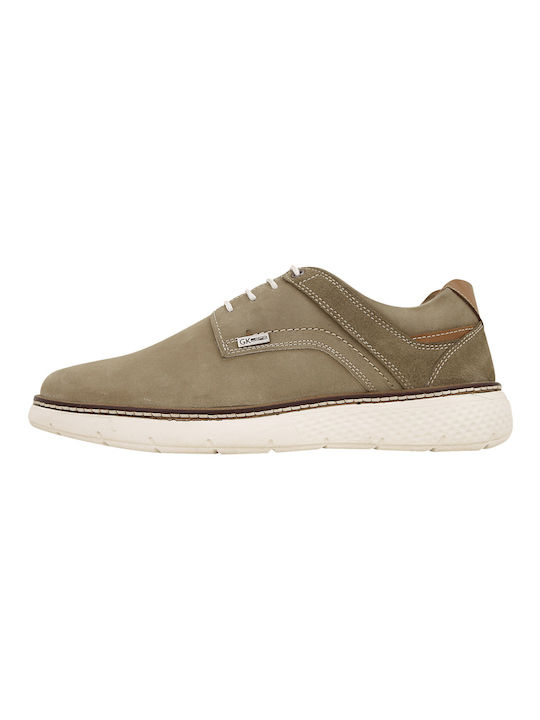 GK Uomo Men's Synthetic Leather Casual Shoes Beige