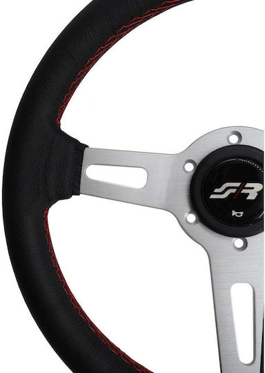 Simoni Racing Volan Auto Din Piele Triactin cu Diametru 35cm Roșu/Negru