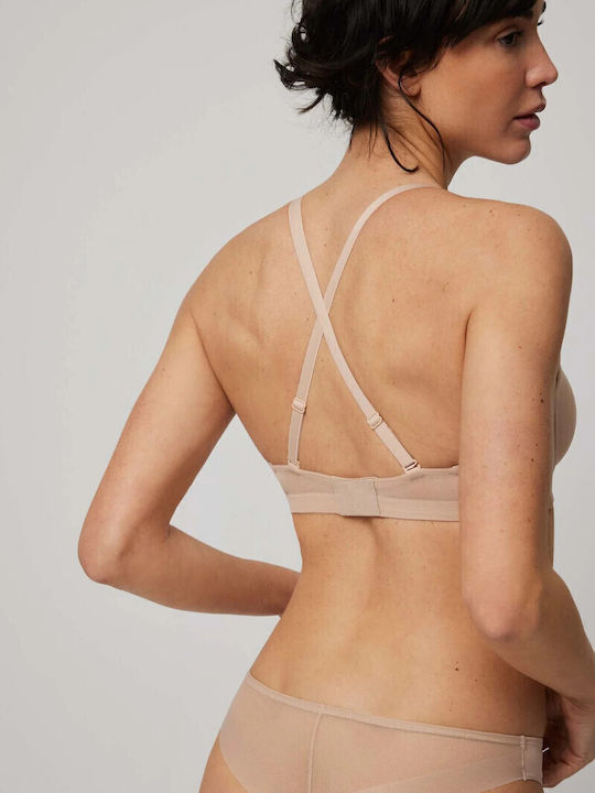 Strapless Bra with Light Padding Underwire Beige