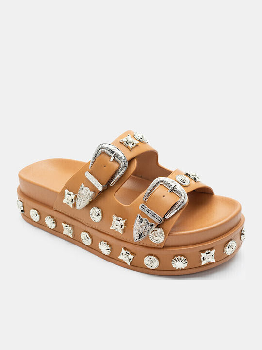 Women's Flat Sandals Flatforms in Brown Color