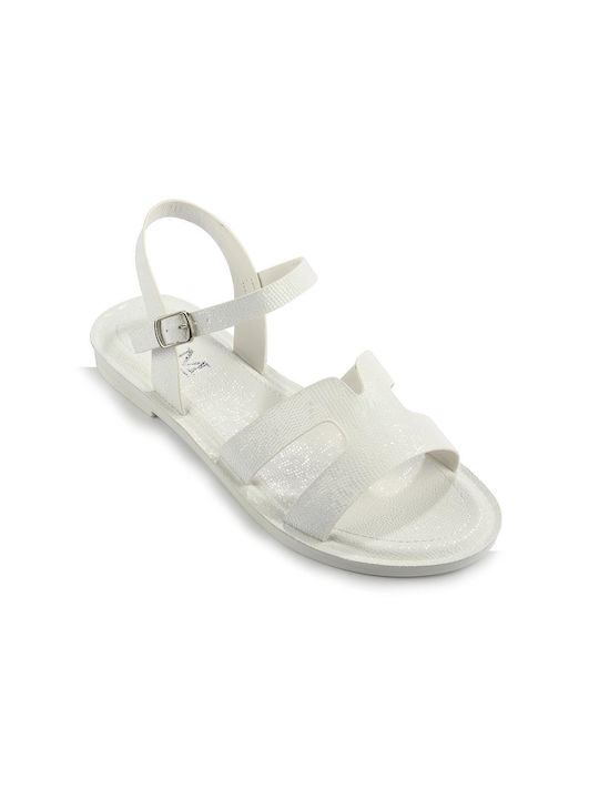 Fshoes Women's Flat Sandals in White Color