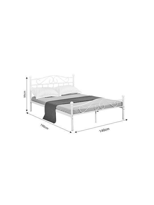 Yorick Double Metal Bed White for Mattress 140x190cm