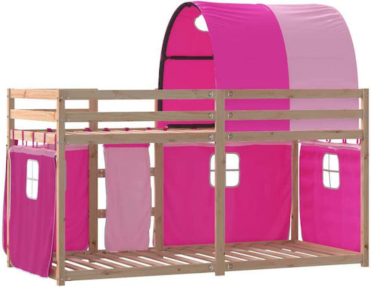 Kids Bed Loft Bed Single Pink for Mattress 90x200cm