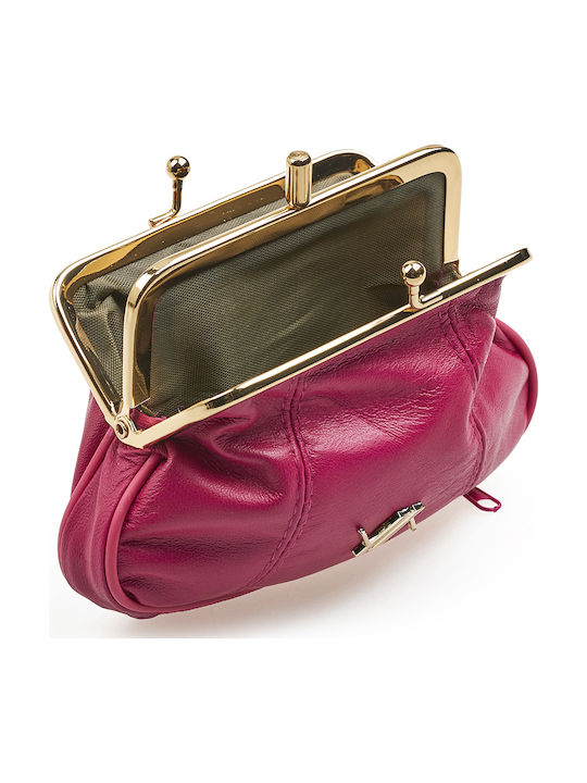 Small Leather Women's Wallet Coins Fuchsia