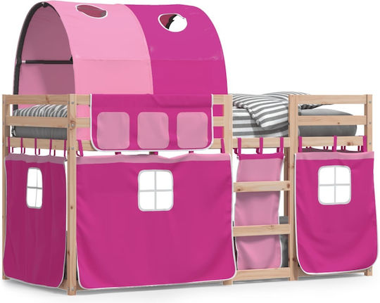 Kids Bed Loft Bed Single Pink for Mattress 90x200cm