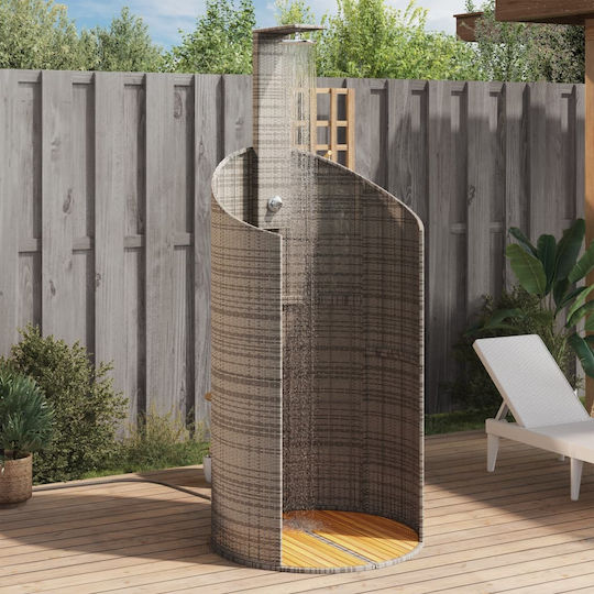 Vidaxl Ντους Εξ Χώρου 100x100x241,5 Εκ Συνθετικό Ρατάν Ξύλο Ακακίας