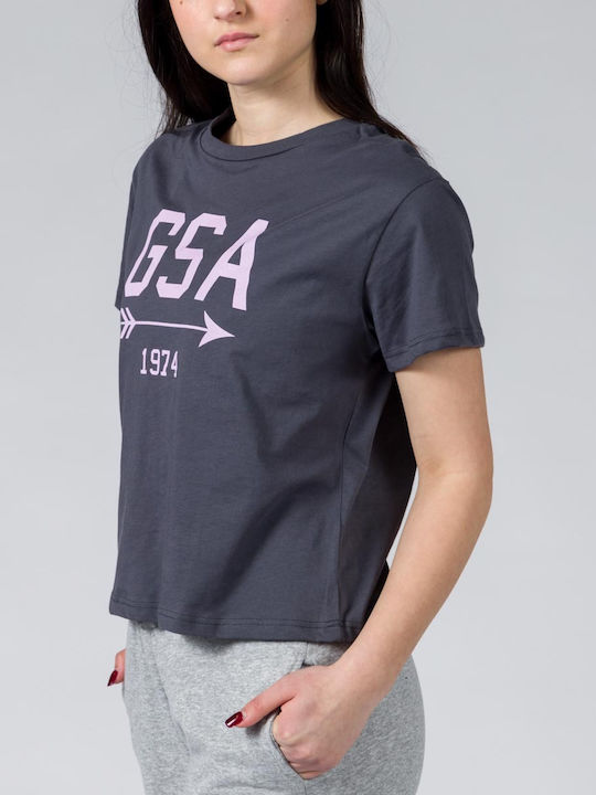 Glory And Heritage Damen Sportlich Crop T-Shirt Charcoal