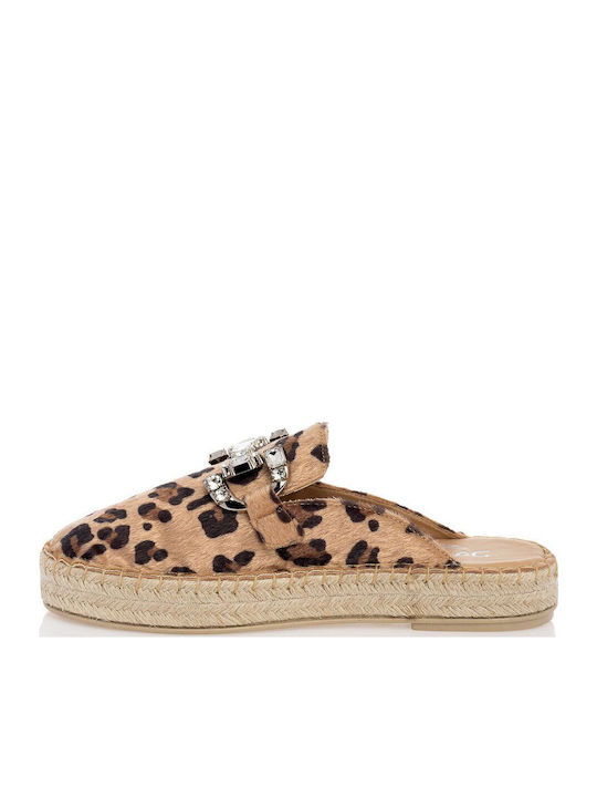 Flat Δερμάτινα Mules σε Μπεζ Χρώμα
