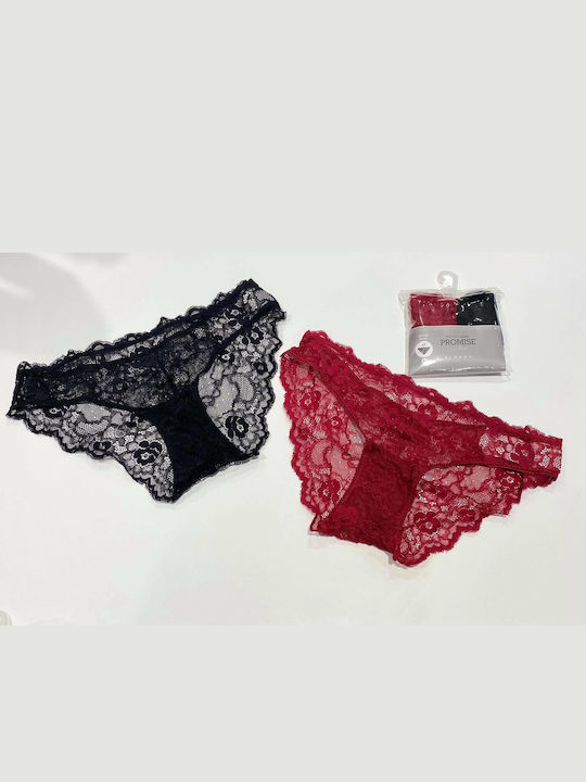 Promise Damen Slip 2Pack mit Spitze Red