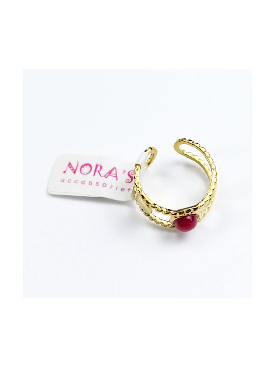 Nora's Accessories Damen Ring aus Stahl Vergoldet