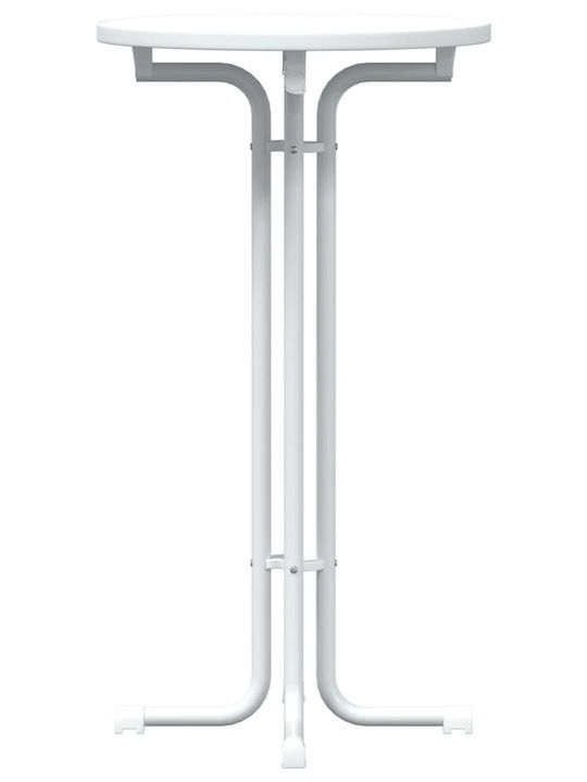 Round Table Bar Collapsible Wooden with Metal Frame White 60x60x110cm