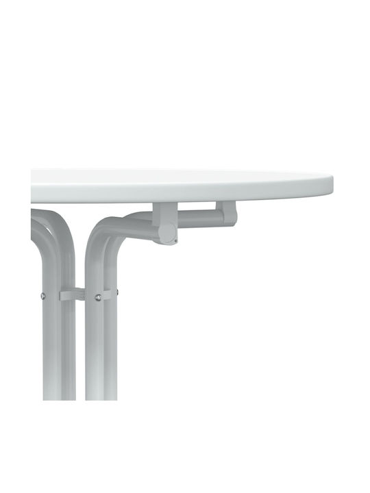 Round Table Bar Collapsible Wooden with Metal Frame White 60x60x110cm