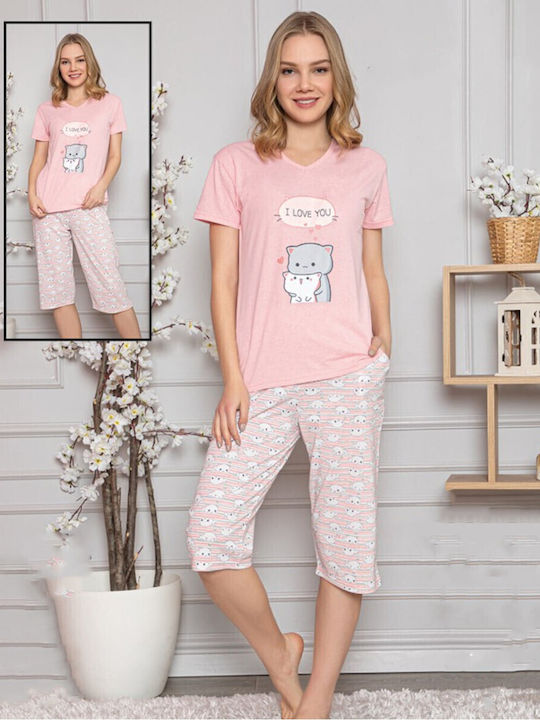 Fawn Sommer Damen Pyjama-Set Pink
