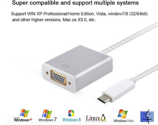 Usb-c/type-c To Vga Hd Converter 1080p Laptop Connecting Display Mobile Phone Same Screen Line