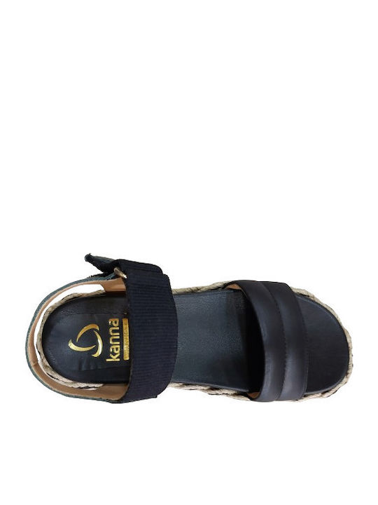 Leather Women's Flat Sandals Anatomic Flatforms in Black Color