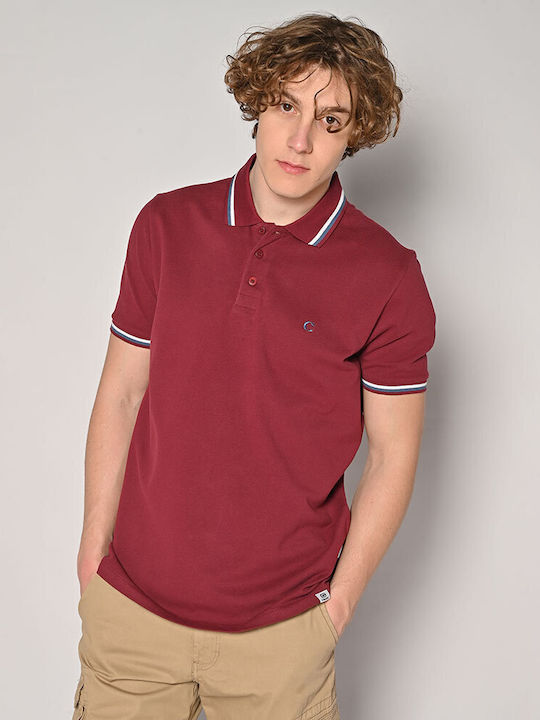 Camaro Men's Short Sleeve Blouse Polo Burgundy