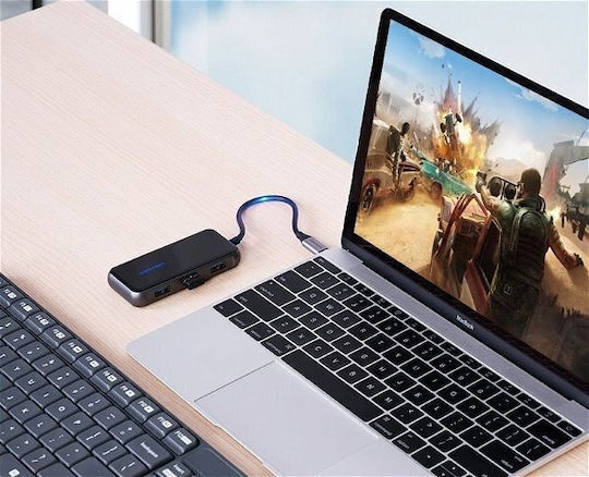 Vention 3-Port USB 2.0 Hub with USB-C Connection Gray