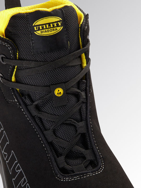 Utility Diadora Waterproof Boots Safety Black S3 with Certification ESD , FO ,SR