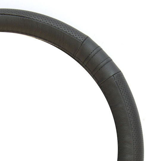 Maxeed Car Steering Wheel Cover with Diameter 37cm Leather Black with Black Stitching