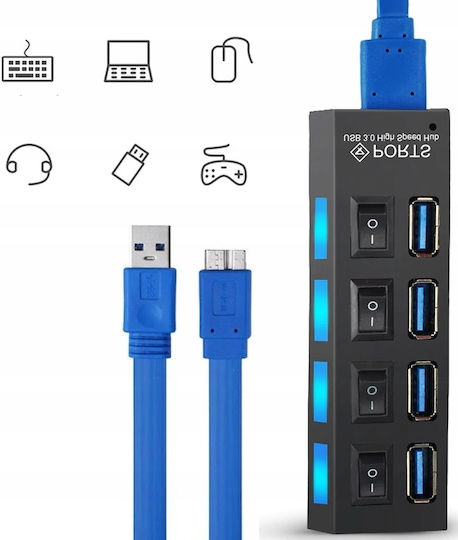 USB-Hub 4 Anschlüsse USB 3.0 mit USB-A Anschluss