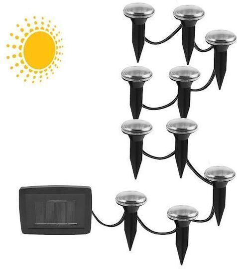 Set 10 Lămpi Solare de Grădină RGB cu Fotocelulă IP44