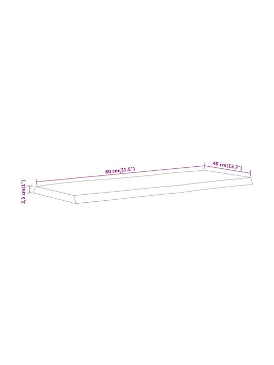 vidaXL Rectangular Table Surface made of Solid Wood in Brown Color 80x40x2.5cm 370610 1pcs