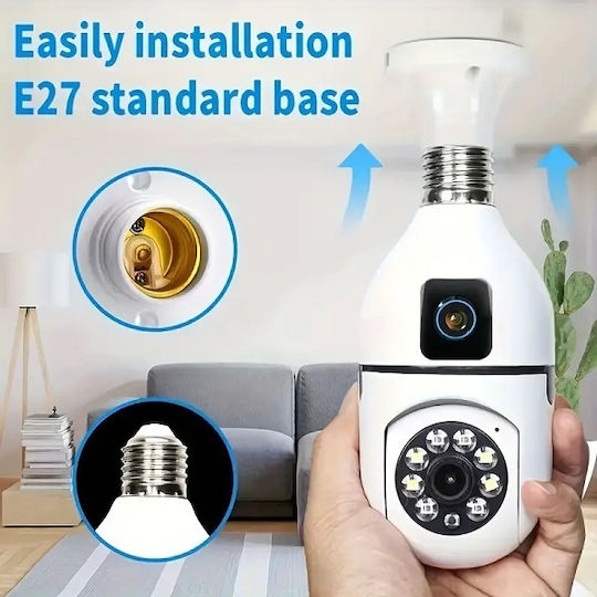 080021_E27 IP Überwachungskamera Wi-Fi Full HD 1080p mit Zwei-Wege-Kommunikation und Objektiv 3.6mm