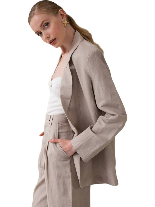 Mind Matter Philippa Γυναικείο Σακάκι Beige