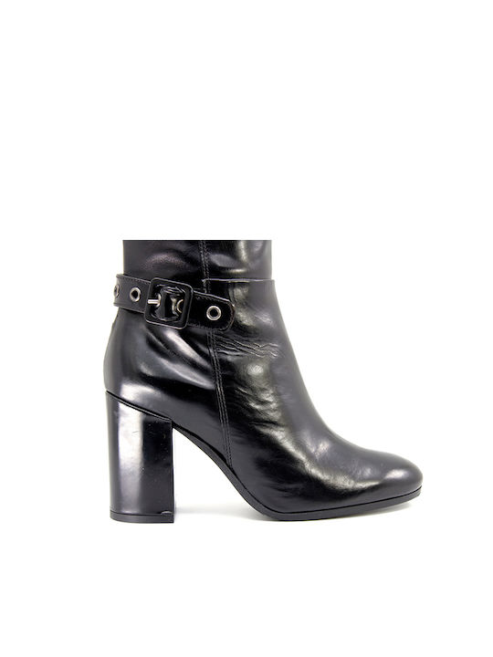 Paola Ferri Leather High Heel Women's Boots with Rubber Black