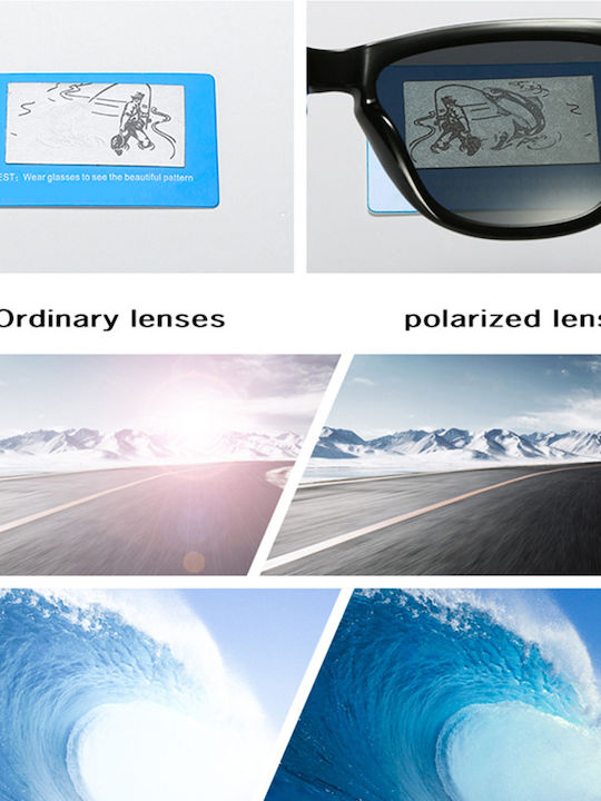 Techsuit Unisex Γυαλιά Ηλίου με Μαύρο Κοκκάλινο Σκελετό και Μαύρο Polarized Φακό