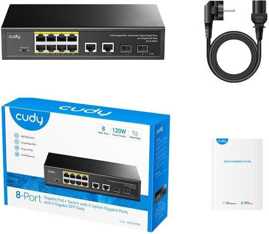 Cudy GS1010PS2 Unmanaged L2 PoE+ Switch με 8 Θύρες Gigabit (1Gbps) Ethernet και 2 SFP Θύρες