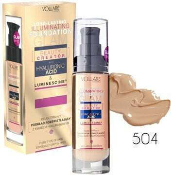 Fond de ten iluminator Vollare cu acid hialuronic, nuanta 504 Natural Tan