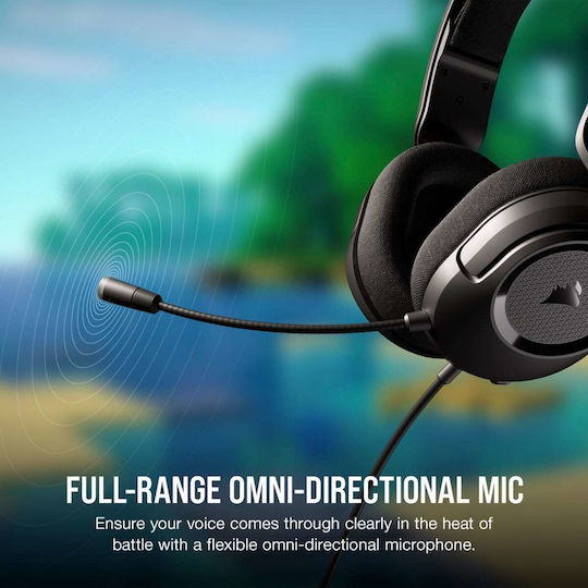 Corsair HS35 V2 Over Ear Gaming Headset με σύνδεση 3.5mm Μπλε for PC / PS4 / PS5 / XBOX